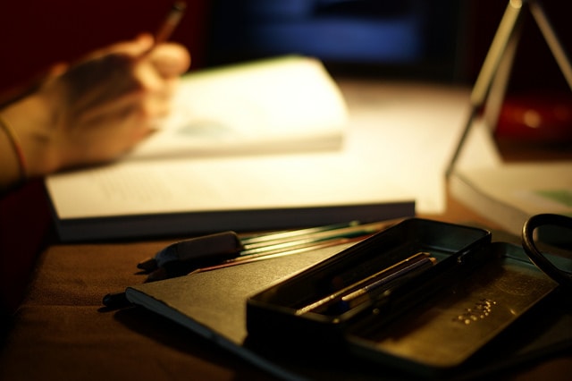 Desk with pencil case by Nicola Sapiens De Mitri